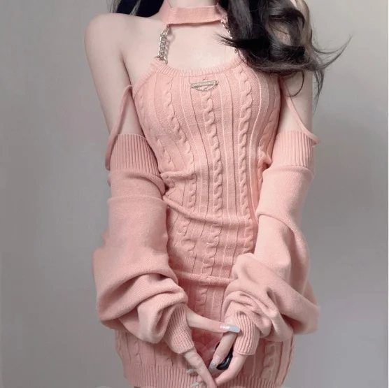 Pink tight suspender dress YV50175