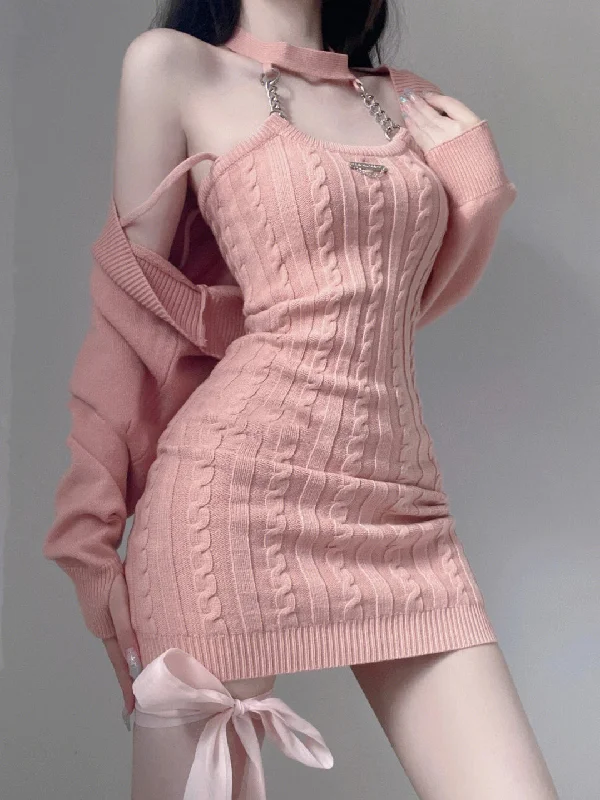 Pink tight suspender dress YV50175