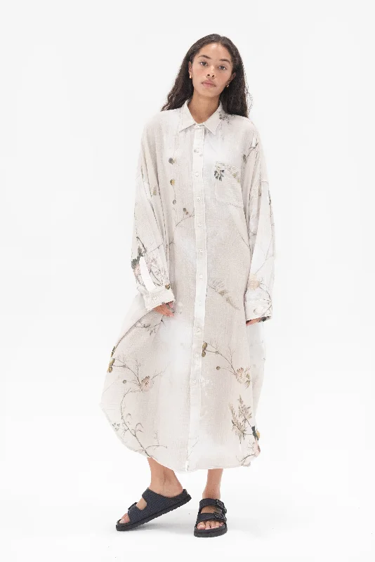 Jumbo Shirtdress, Bleached Cream Floral