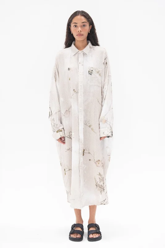 Jumbo Shirtdress, Bleached Cream Floral