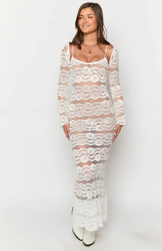 Rey White Lace Maxi Dress And Bolero