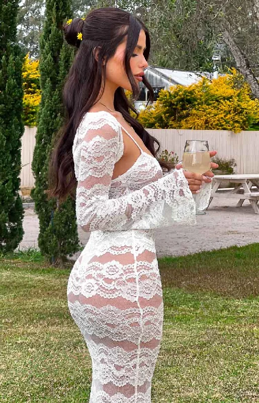 Rey White Lace Maxi Dress And Bolero