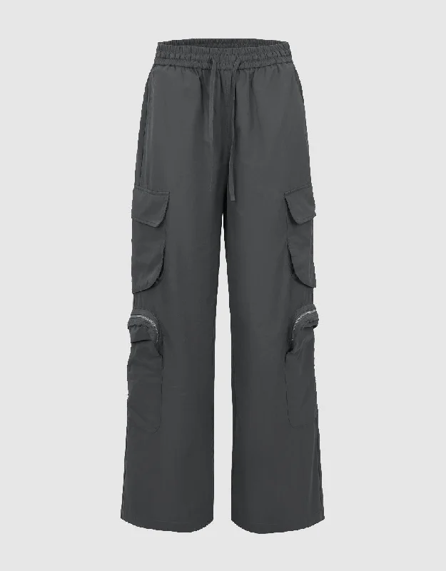 Drawstring Waist Wide-Leg Pants