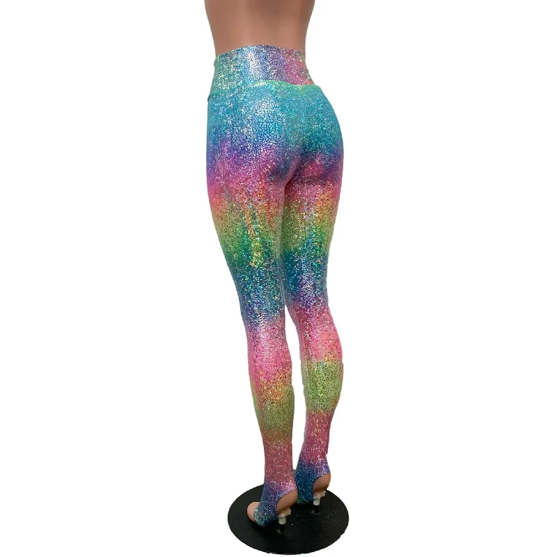 Holographic Rainbow Stirrup Leggings