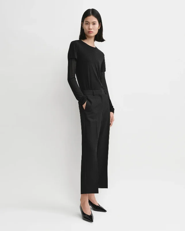 STRAIGHT CROPPED TROUSERS / BLACK