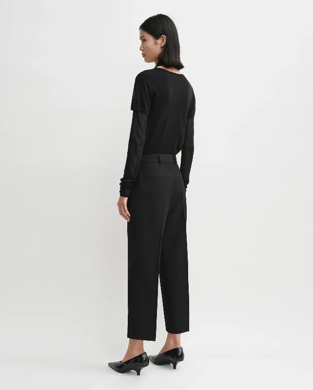 STRAIGHT CROPPED TROUSERS / BLACK