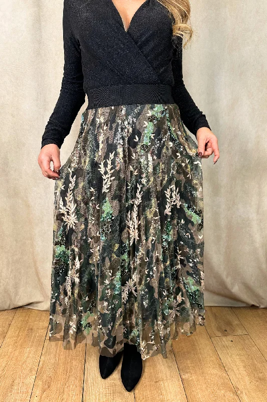 Camouflage Sequin Net Skirt