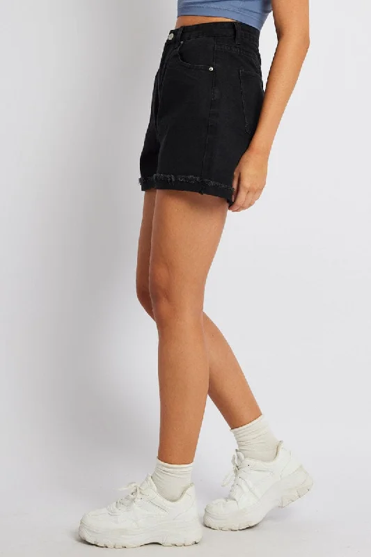 Black Mom Denim Shorts High Rise