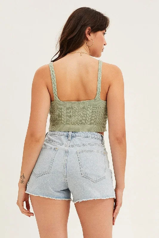 Blue Denim Shorts High Rise Raw Hem Relaxed