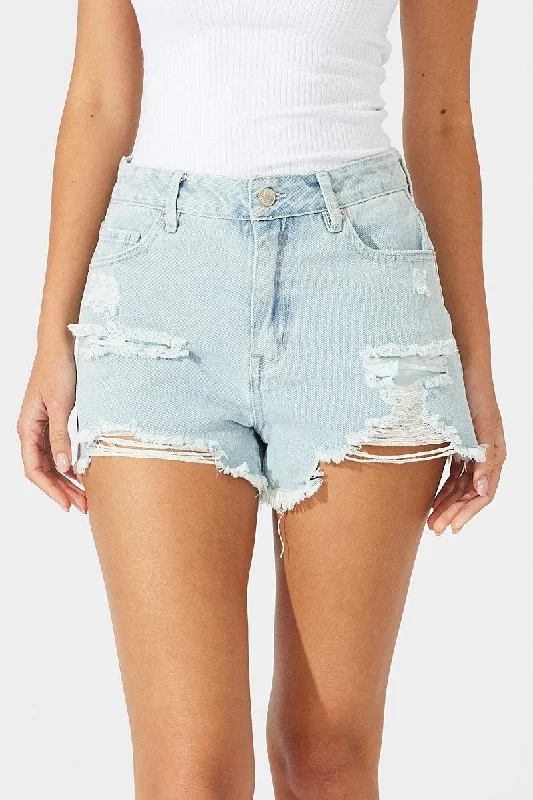 Denim Ripped Denim Shorts