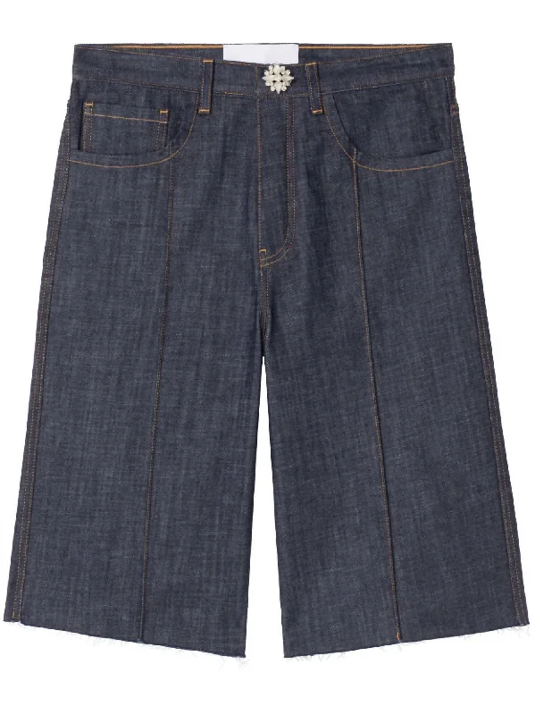 Formal Raw-Edge Denim Shorts