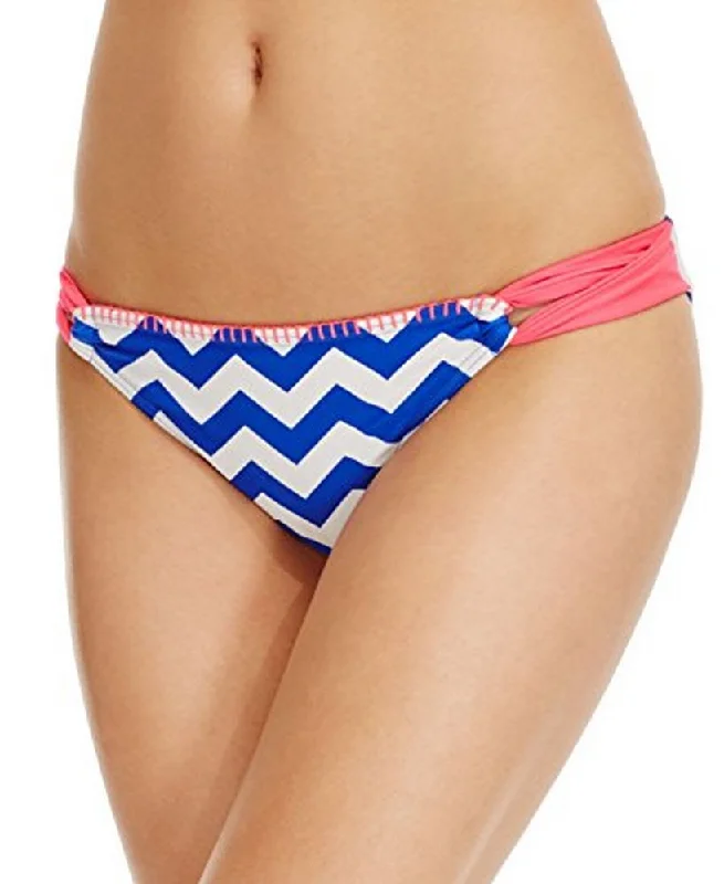 Hula Honey Juniors' Chevron-Print Hipster Bikini Bottom, Blue, XL