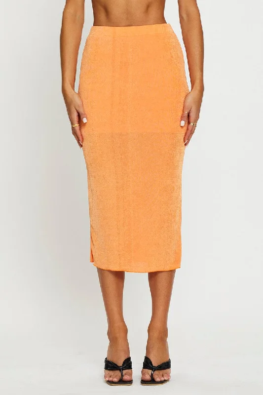 Orange Midi Skirt Bodycon