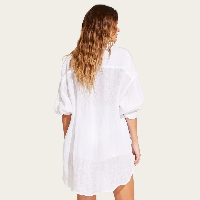 Playa Linen Oversized Shirt (Ecolinen Gauze White)