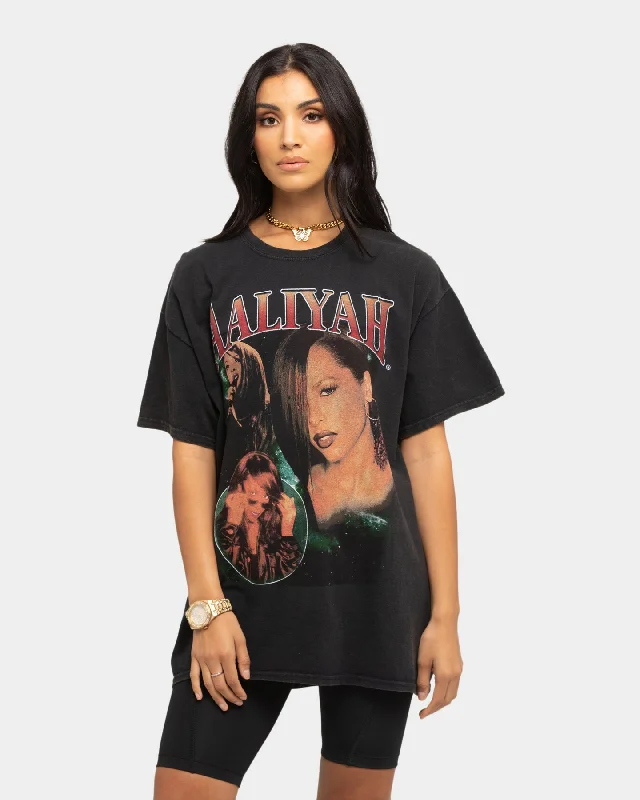 Aaliyah Collage Bootleg Vintage T-Shirt Black Wash