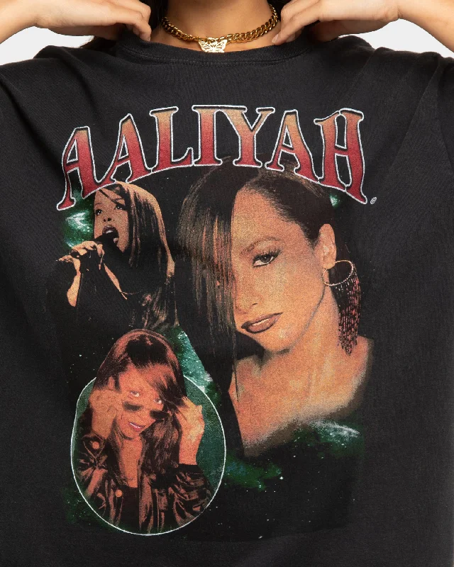 Aaliyah Collage Bootleg Vintage T-Shirt Black Wash