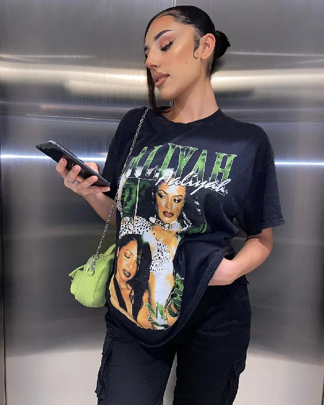 Aaliyah Miss You Vintage T-Shirt Black Wash