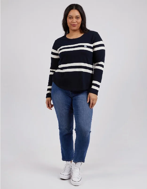 Allegra Long Sleeve Tee - Navy/Vintage White Stripe