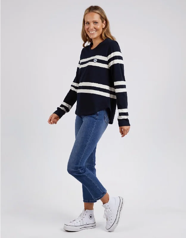 Allegra Long Sleeve Tee - Navy/Vintage White Stripe