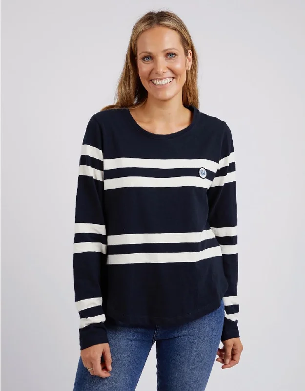 Allegra Long Sleeve Tee - Navy/Vintage White Stripe