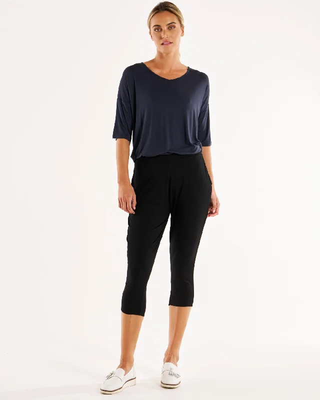 Betty Basics Brielle Bamboo V-Neck Tee - Petrol