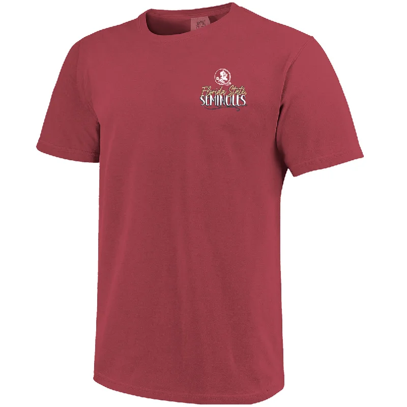 Image One Comfort Colors Florida State Seminoles Dog Design Short Sleeve T-shirt - Brick