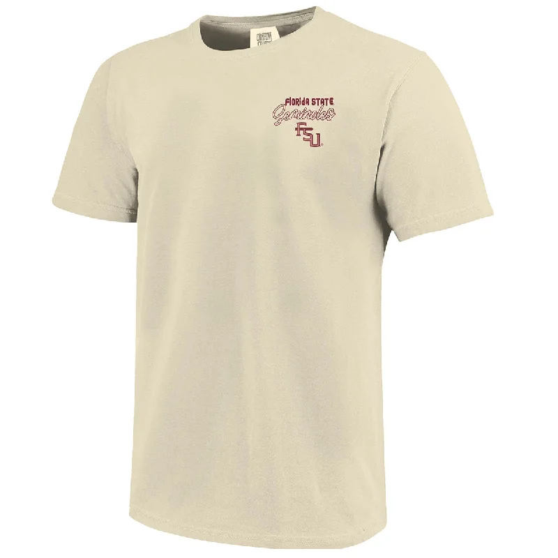 Image One Comfort Colors Florida State Seminoles Stacked FSU Star Design Short Sleeve T-shirt - Ivory