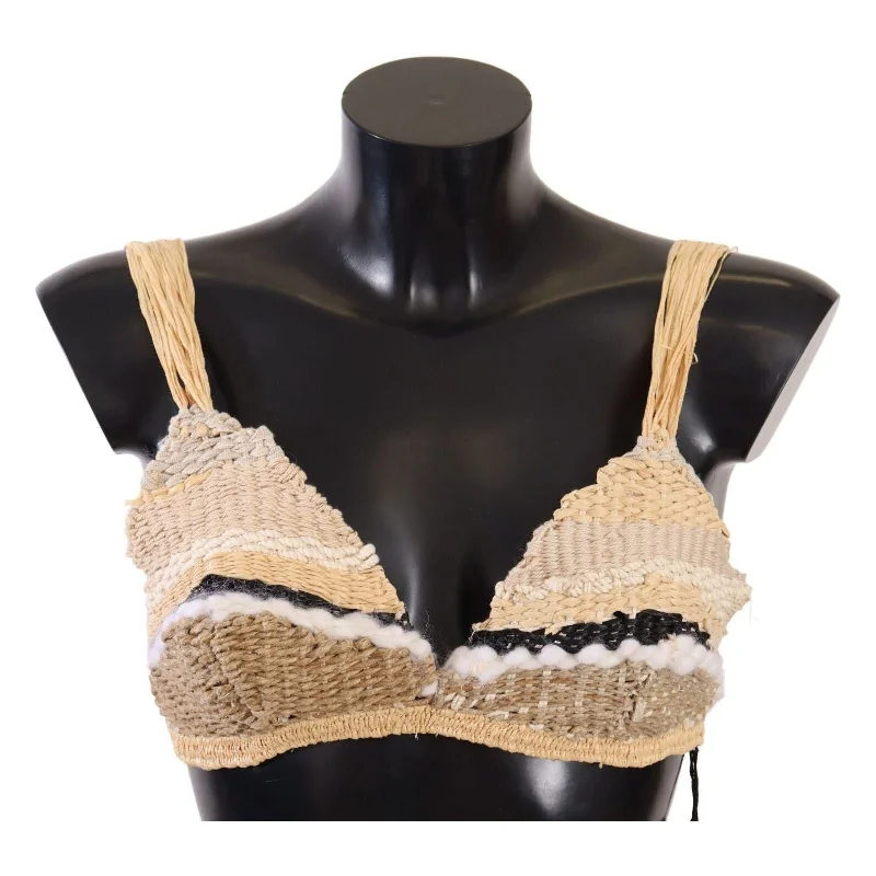 Dolce & Gabbana Chic Beige Crochet Cropped Top