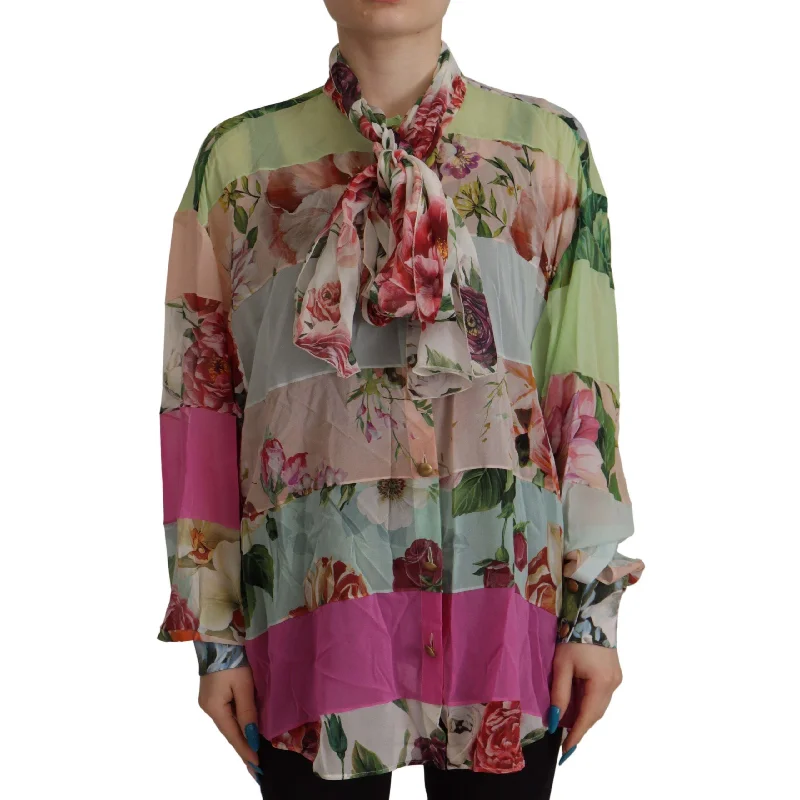 Dolce & Gabbana Elegant Floral Patchwork Silk Blouse