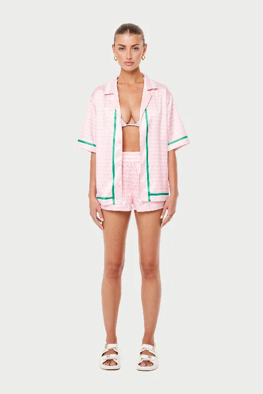 EMBLEM PRINTED RESORT SHIRT - PINK