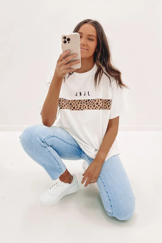 JNJL Leopard Panel Tee White