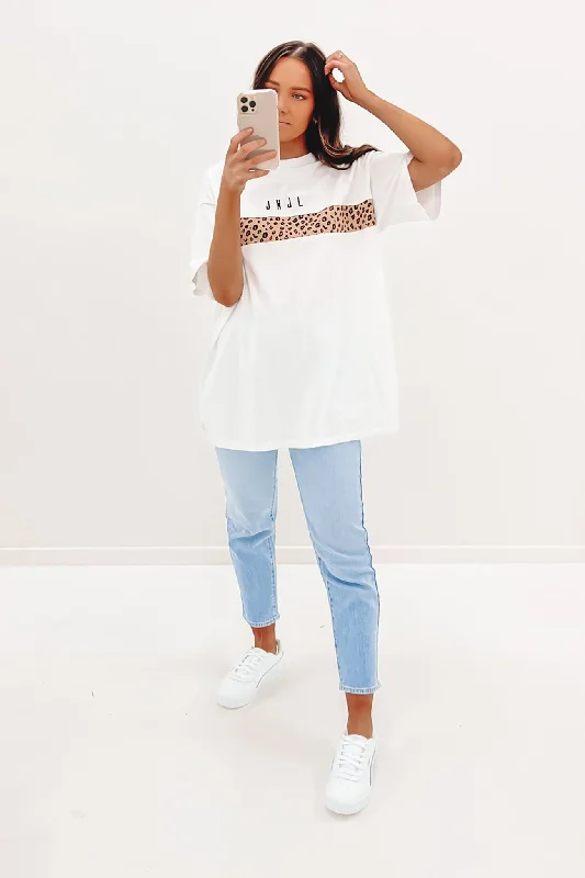 JNJL Leopard Panel Tee White