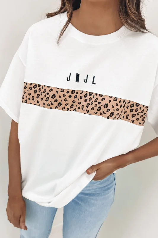 JNJL Leopard Panel Tee White