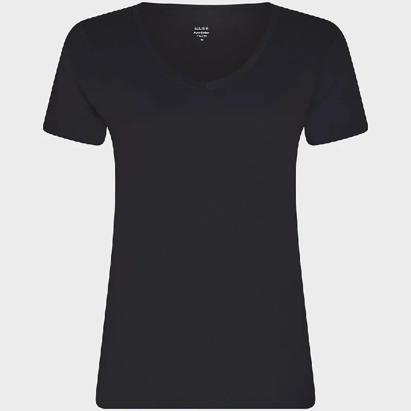 Ladies Black V Neck T-Shirt