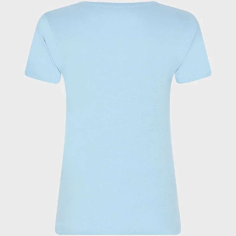 Ladies Chambray Blue V Neck T-Shirt