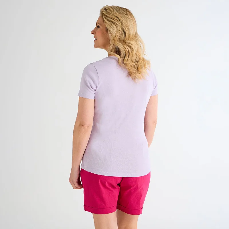 Ladies Pastel Lilac V Neck T-Shirt