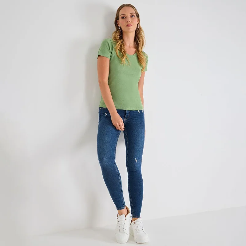 Ladies Watercress V Neck T-Shirt