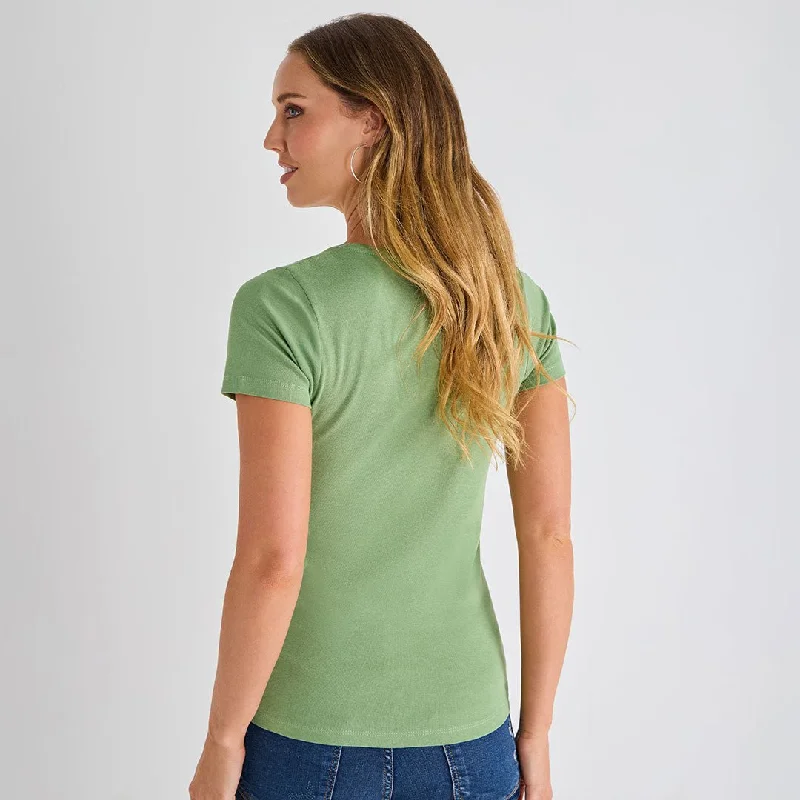 Ladies Watercress V Neck T-Shirt