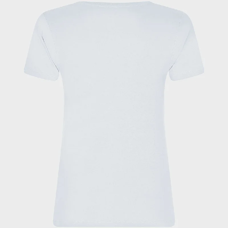 Ladies White V Neck T-Shirt