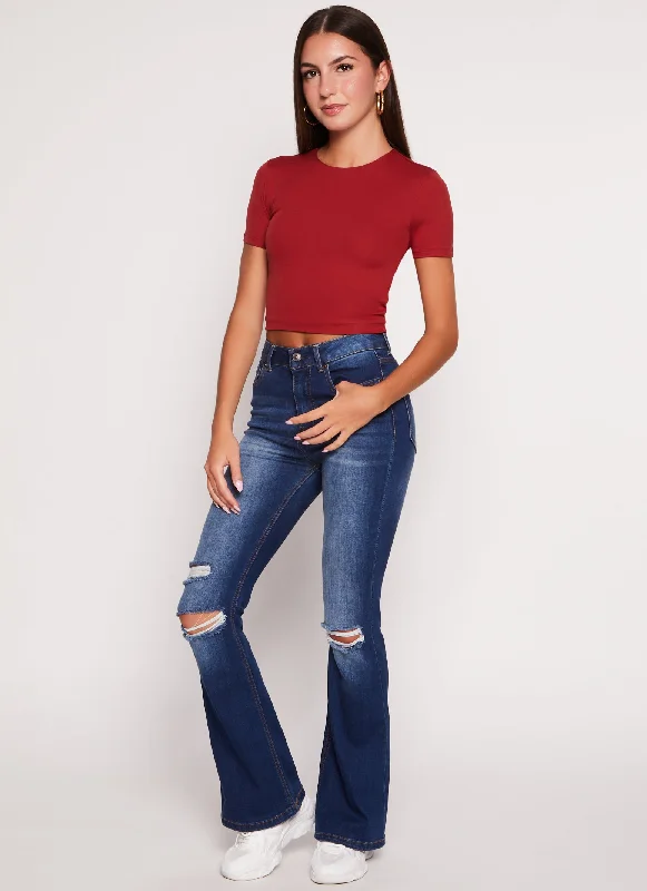 Crew Neck Basic Cropped Tee