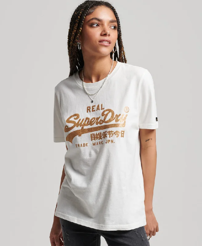 Vintage Logo Embellished T Shirt | Desert Bone Off White