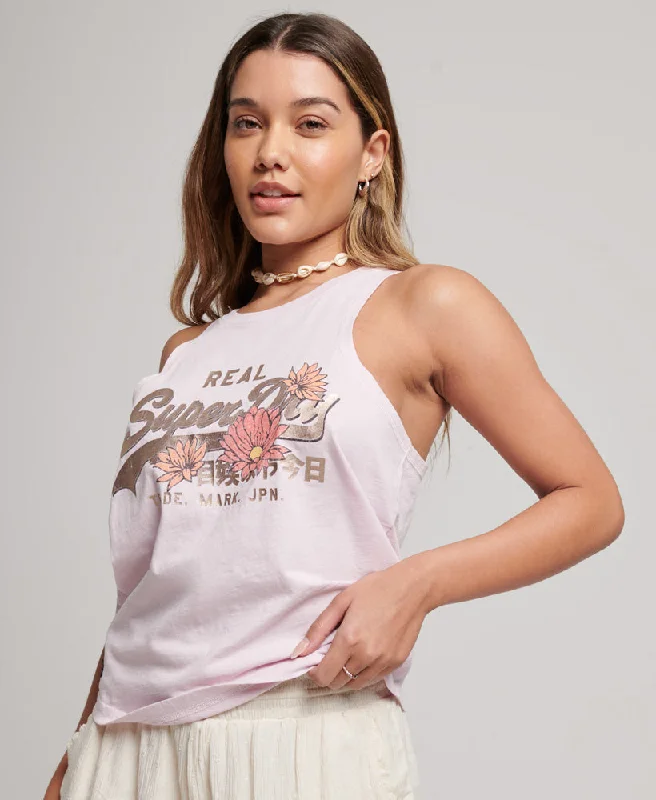 Vintage Logo Narrative T-Shirt | Rose Pink Slub