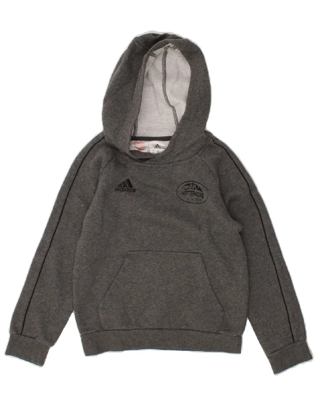 ADIDAS Boys Graphic Hoodie Jumper 7-8 Years Grey