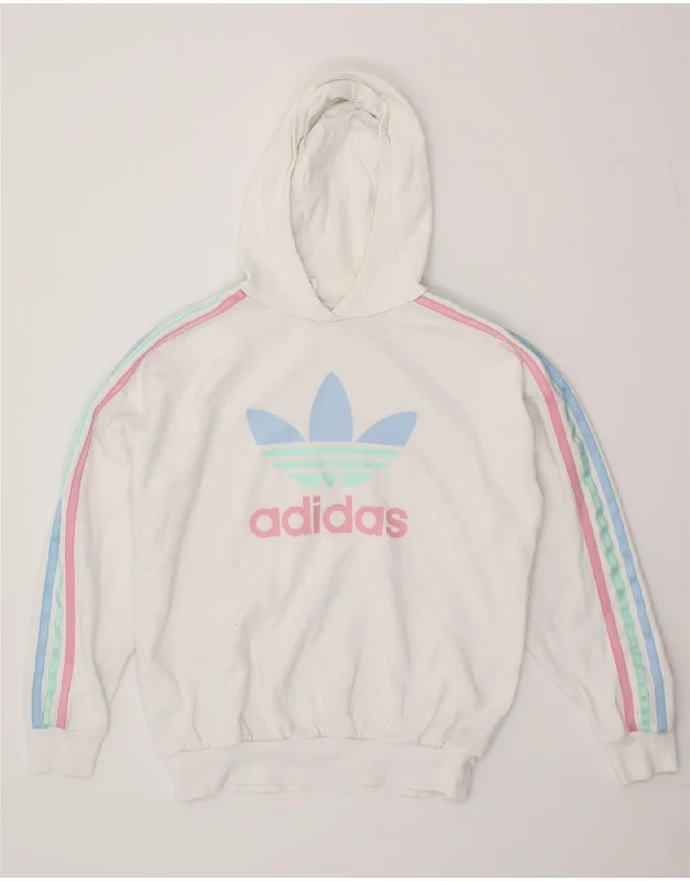 ADIDAS Girls Graphic Hoodie Jumper 13-14 Years White Cotton