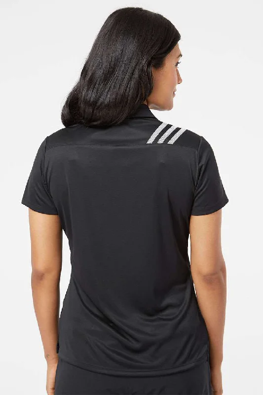 Adidas Womens 3 Stripes UPF 50+ Short Sleeve Polo Shirt - Black - NEW