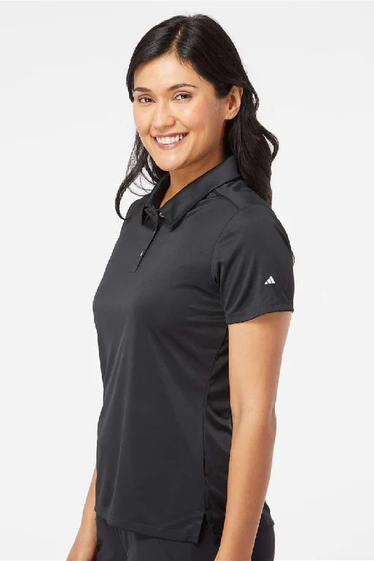 Adidas Womens 3 Stripes UPF 50+ Short Sleeve Polo Shirt - Black - NEW