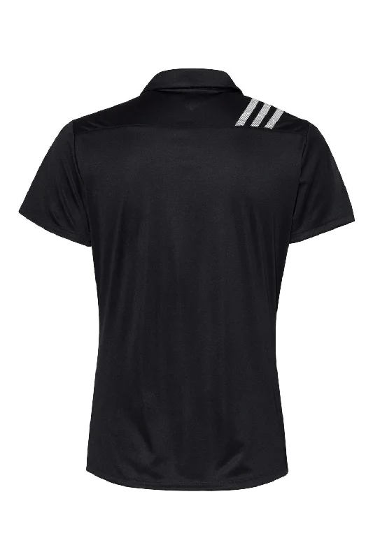 Adidas Womens 3 Stripes UPF 50+ Short Sleeve Polo Shirt - Black - NEW