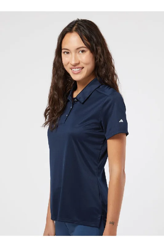 Adidas Womens 3 Stripes UPF 50+ Short Sleeve Polo Shirt - Collegiate Navy Blue/White - NEW