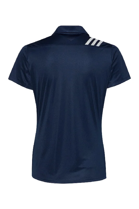 Adidas Womens 3 Stripes UPF 50+ Short Sleeve Polo Shirt - Collegiate Navy Blue/White - NEW