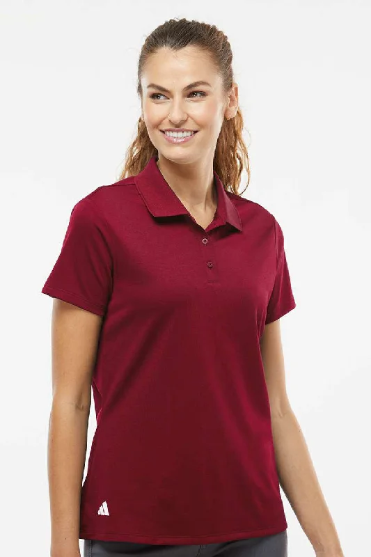 Adidas Womens UV Protection Short Sleeve Polo Shirt - Collegiate Burgundy - NEW